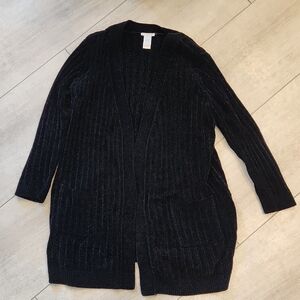 Matty M Black Ribbed Cardigan Sweater Cozy Soft Womens XL